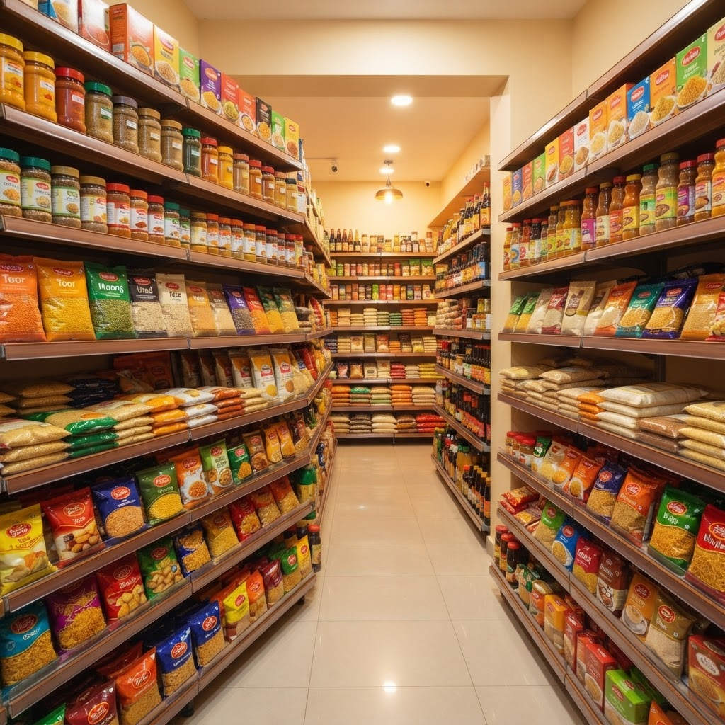 Inside Alishaan India — well-stocked Indian grocery shelves in Clayton